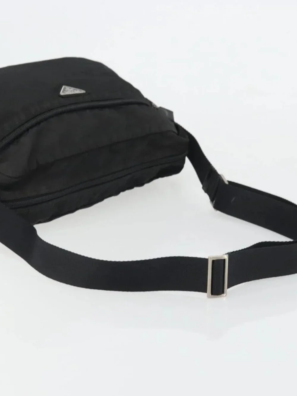 PRADA Shoulder Bag Nylon Black Silver Auth ka4043